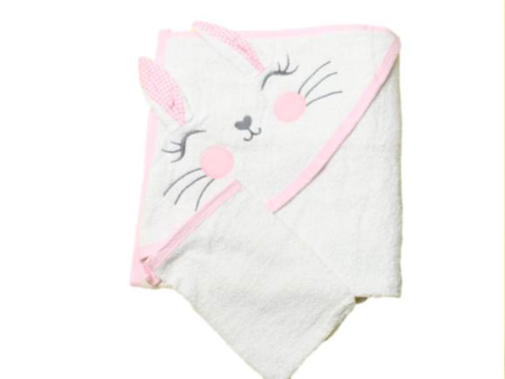 حوله کلاهدار نوزادی  با لیف طرح خرگوش BYMURAT BABY