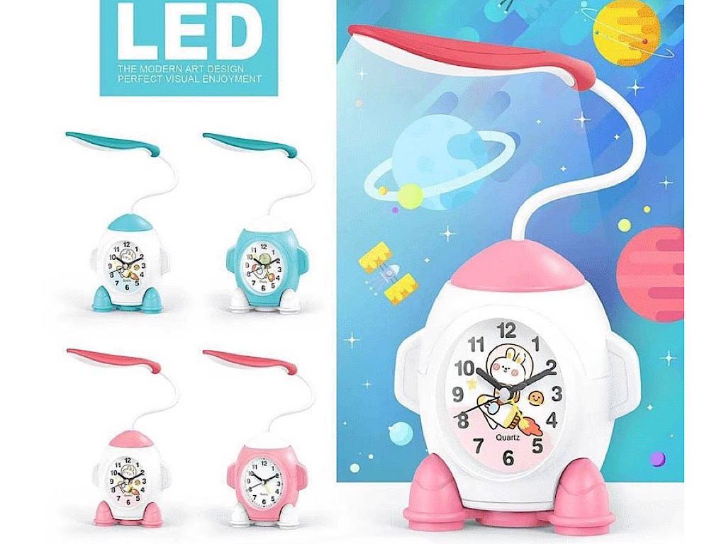 چراغ مطالعه و ساعت رومیزی طرح موشک 