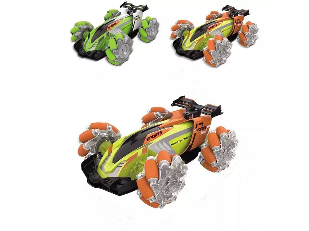 ماشین کنترلی شارژی، موزیکال، چراغدار و دودزا با چرخ های کپسولی و چرخش 360 درجه اسباب بازی