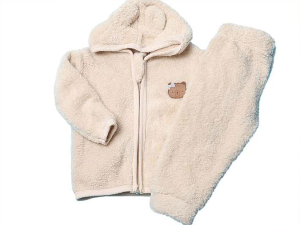 سویشرت کلاهدار و شلوار تدی کرم MURAT BABY