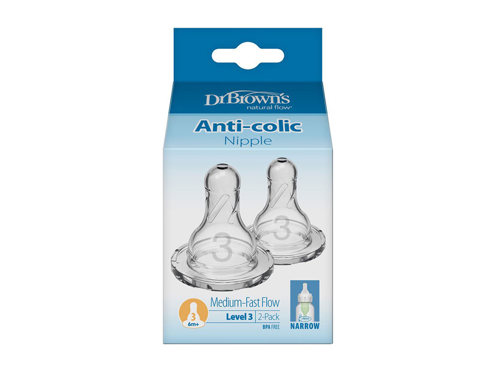 سر شیشه شیر سیلیکونی نوزادی medium-fast  flow دو عددی دکتر براون Dr Browns