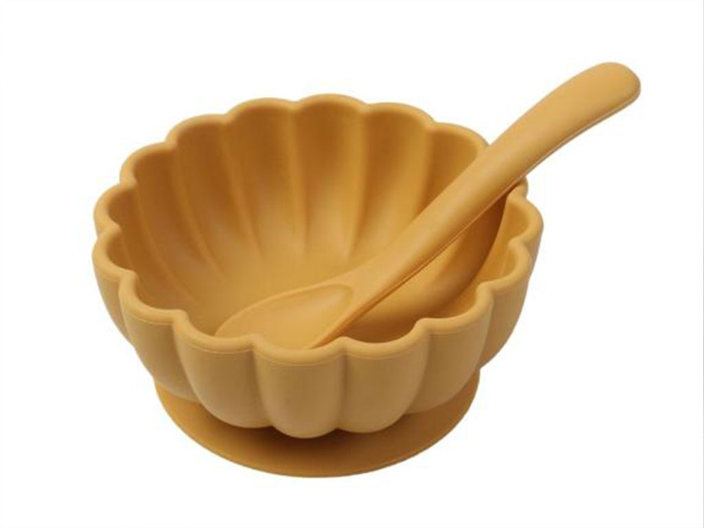 قاشق و کاسه تمام سیلیکونی چسبان نوزاد و کودک