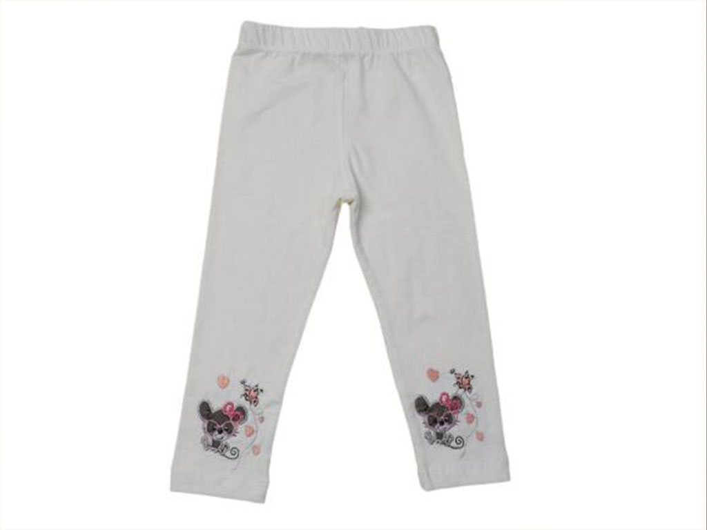 ساق شلواری دخترانه سفید رنگ طرح موش کندو kando