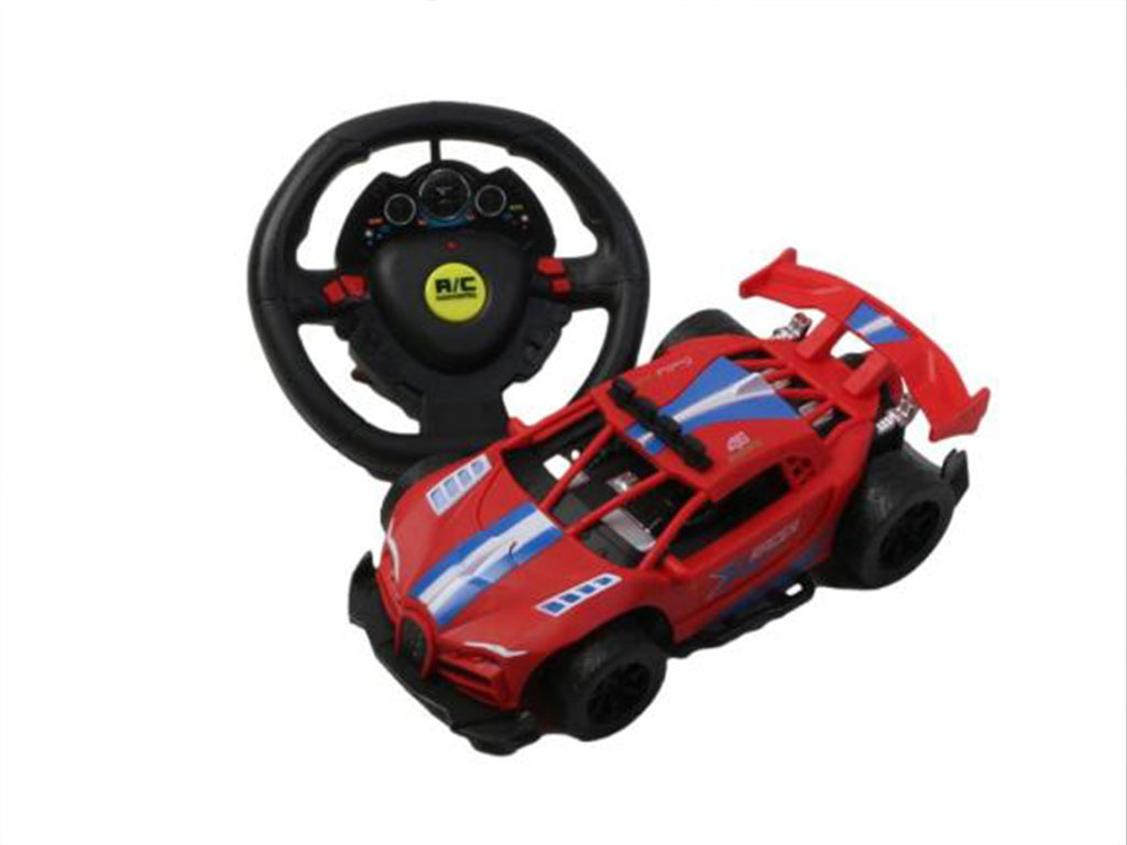 ماشین شارژی و کنترلی دارای فرمان، چراغ دار مدل مسابقه ای اسباب بازی