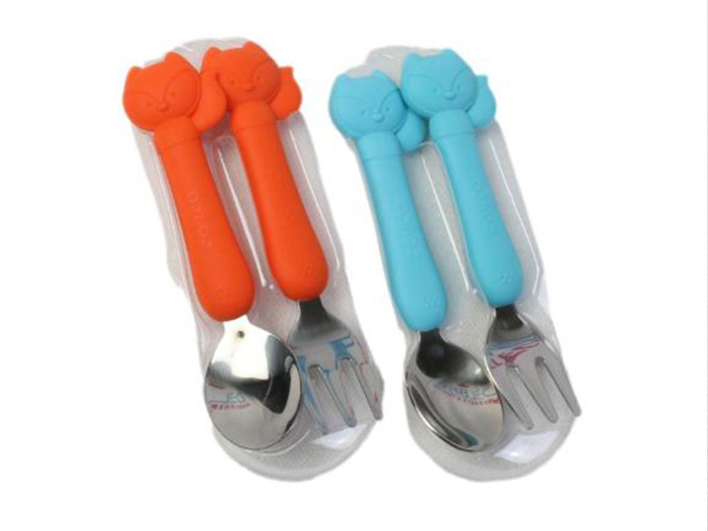 قاشق و چنگا ل استیل د سته سیلیکونی  rovco