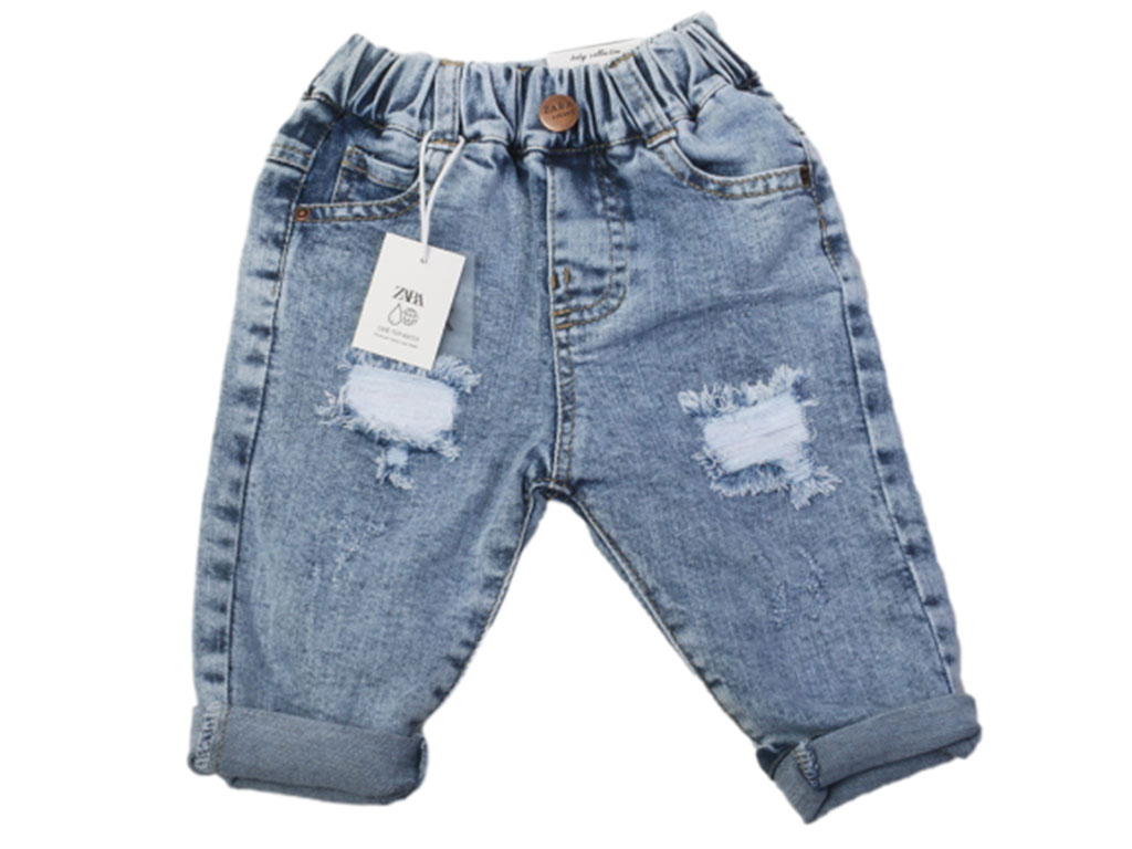 شلوار جین کمرکش زاپ دار نوزادی زارا بیبی zara baby