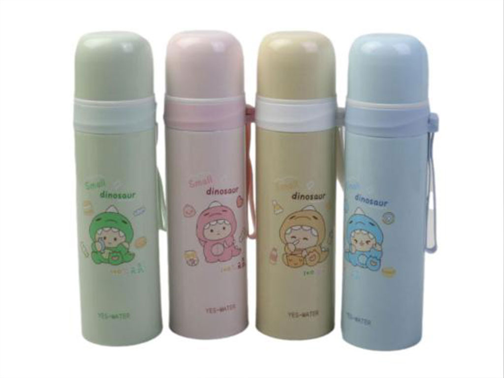 فلاسک استیل عروسکی طرح دایناسور حجم 450 میلی لیتر دارای بند سیلیکونی