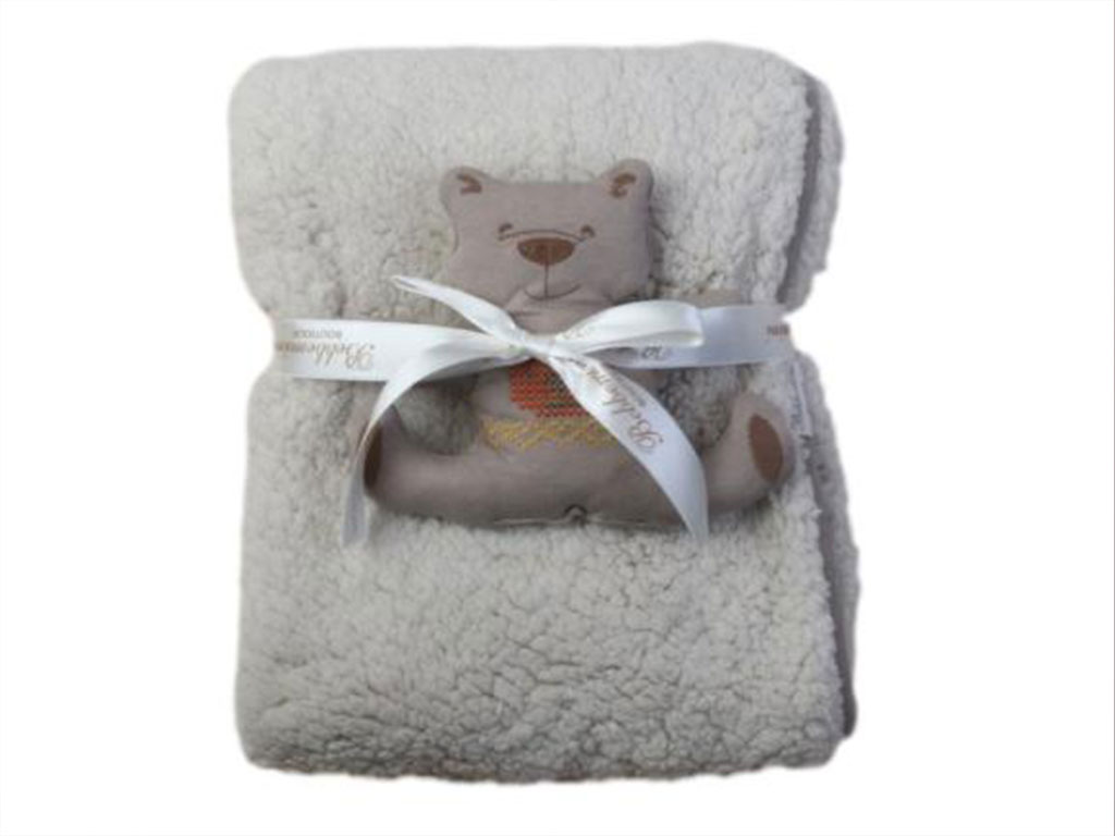 پتو نوزادی  پولیشی همراه با عروسک تدی  Bebbemini