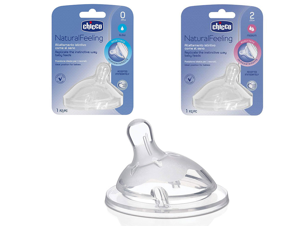 سر شیشه شیر سیلیکونی نوزادی  نچرال فیلینگ Natural Feeling چیکو chicco