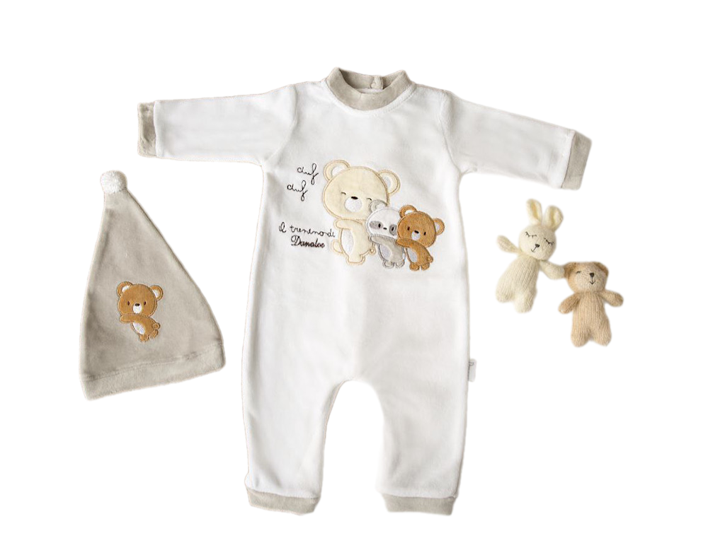 سرهمی مخمل با کلاه  نوزادی طرح تدی دانالو Danaloo