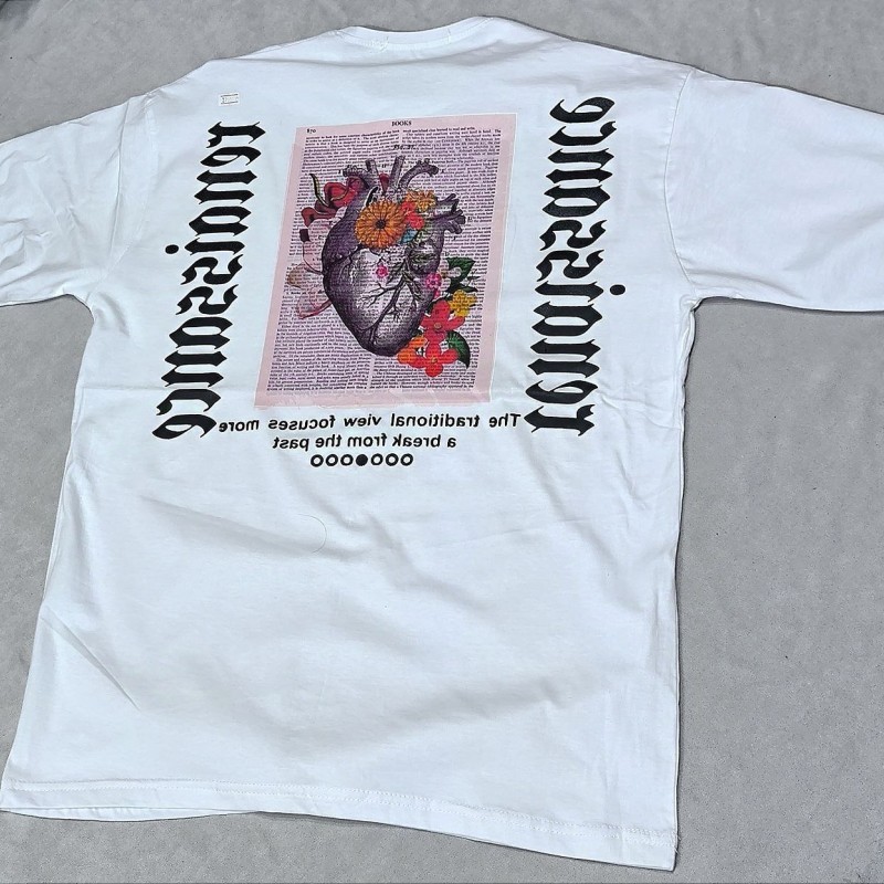 آفر ویژه تیشرت لانگ مردانه پشت چاپ طرح قلب رنگ سفید با ارسال رایگان