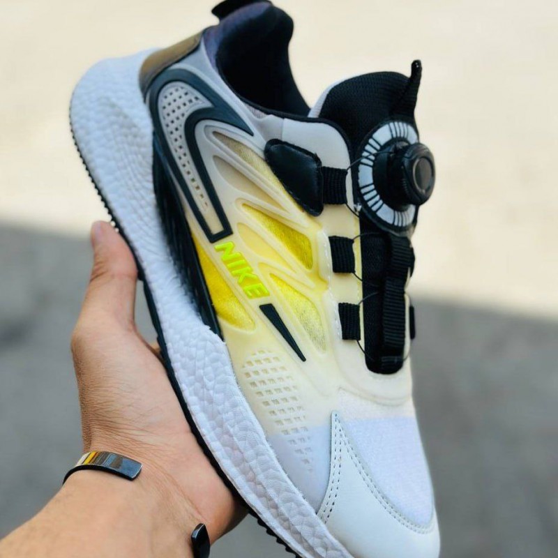 افر ویژه کفش دیسکی مردانه مدل نایک مناسب باشگاه و پیاده روی  رنگ سفید مشکی زرد باارسال رایگان