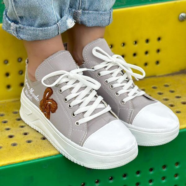 فروش ویژه کفش ونس خرگوشی زنانه دخترانه فوق العاده زیبا و دلبر رنگ سفیدطوسی باارسال رایگان