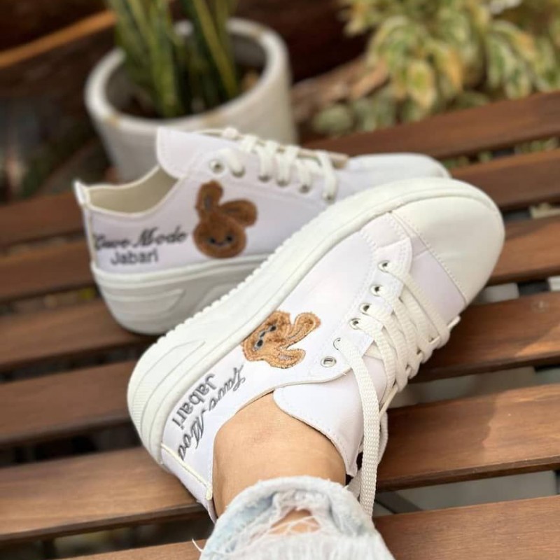 فروش دلبر کفش ونس خرگوشی زنانه دخترانه فوق العاده شیک و سبک رنگ سفید تمام باارسال رایگان