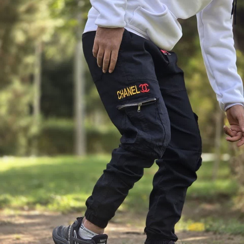 آفر ویژه شلوار اسلش مردانه پسرانه طرح CHANEL تن خور عالی و زیبا رنگ مشکی با ارسال رایگان