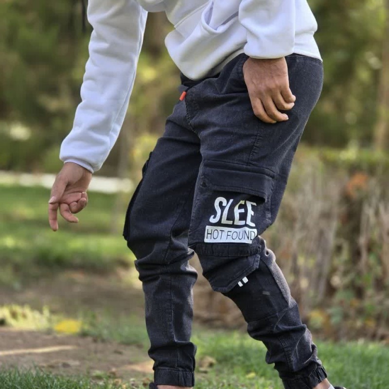 آفر ویژه شلوار اسلش مردانه پسرانه طرح SLEE تن خور عالی و  شیک رنگ ذغالی با ارسال رایگان