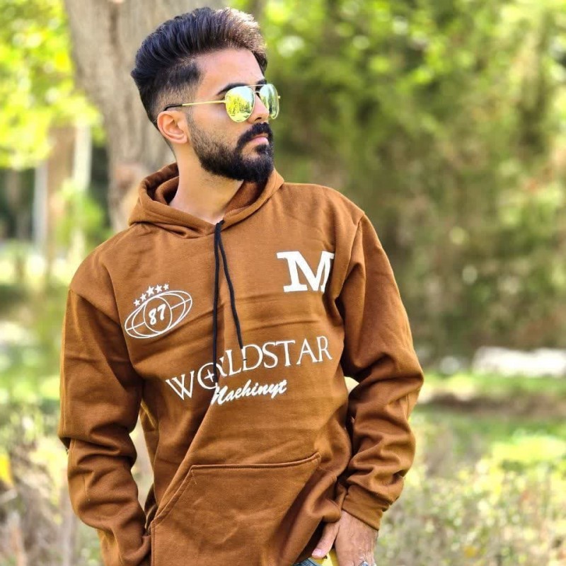 حراج استثنایی هودی مردانه و پسرانه طرح M باقیمت مناسب  رنگ قهوه ای باارسال رایگان