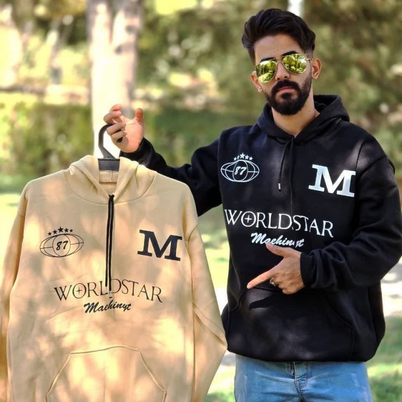 حراج استثنایی هودی مردانه و پسرانه طرح M مدلی خاص و به روز رنگ مشکی  باارسال رایگان