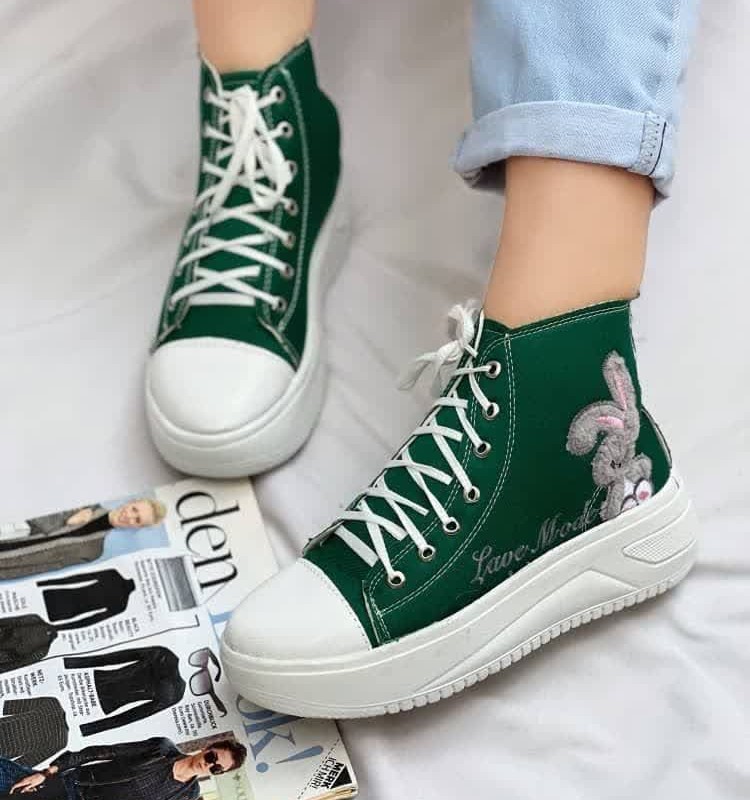 حراااج فوق العاده کفش الستار ساقدار خرگوشی زنانه دخترانه بی نظیر و زیبا رنگ سفید سبز باارسال رایگان