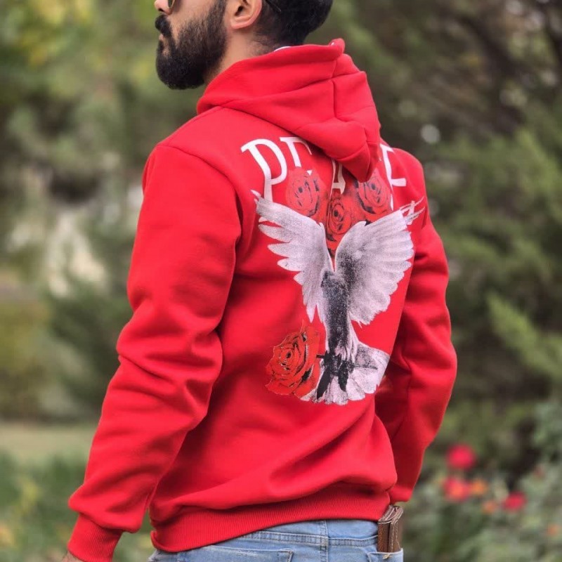 حراج هودی مردانه پسرانه  کیفیت عالی تن خور عالی جنس نرم و باکیفیت رنگ قرمز باارسال رایگان