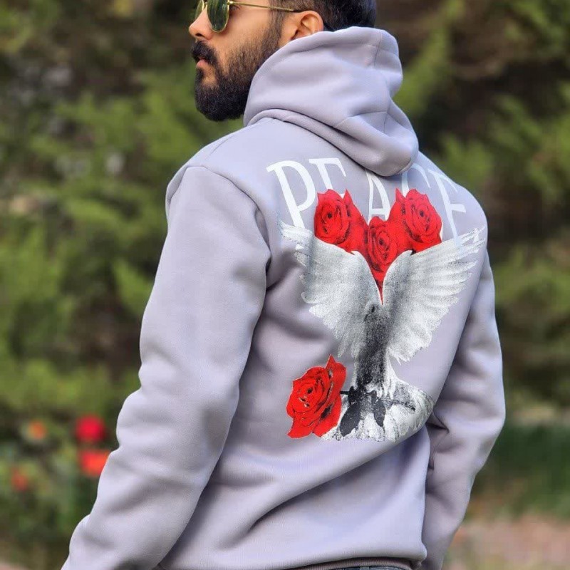 فروش بینظیر هودی مردانه پسرانه باکیفیت فوق العاده رنگ طوسی  باارسال رایگان