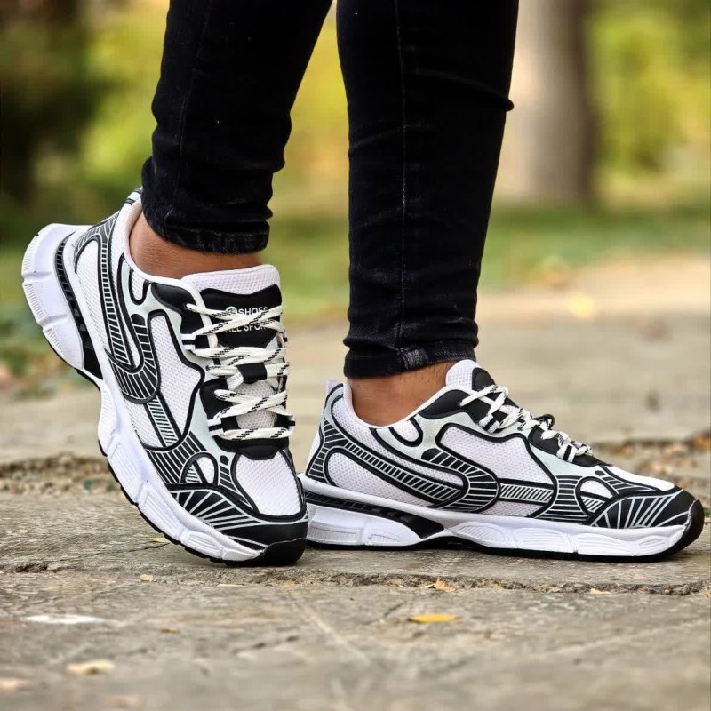 فروش استثنایی کفش اسپرت مردانه پسرانه مدل بالنسیاگا به روز و بادوام رنگ سفید طوسی مشکی  باارسال رایگان