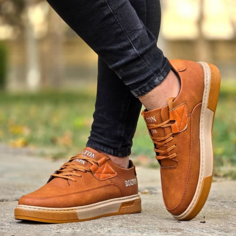 فروش فوق العاده این هفته کفش اسپرت مجلسی مردانه پسرانه  با کیفیت عالی و خاص رنگ قهوه ای  با ارسال رایگان