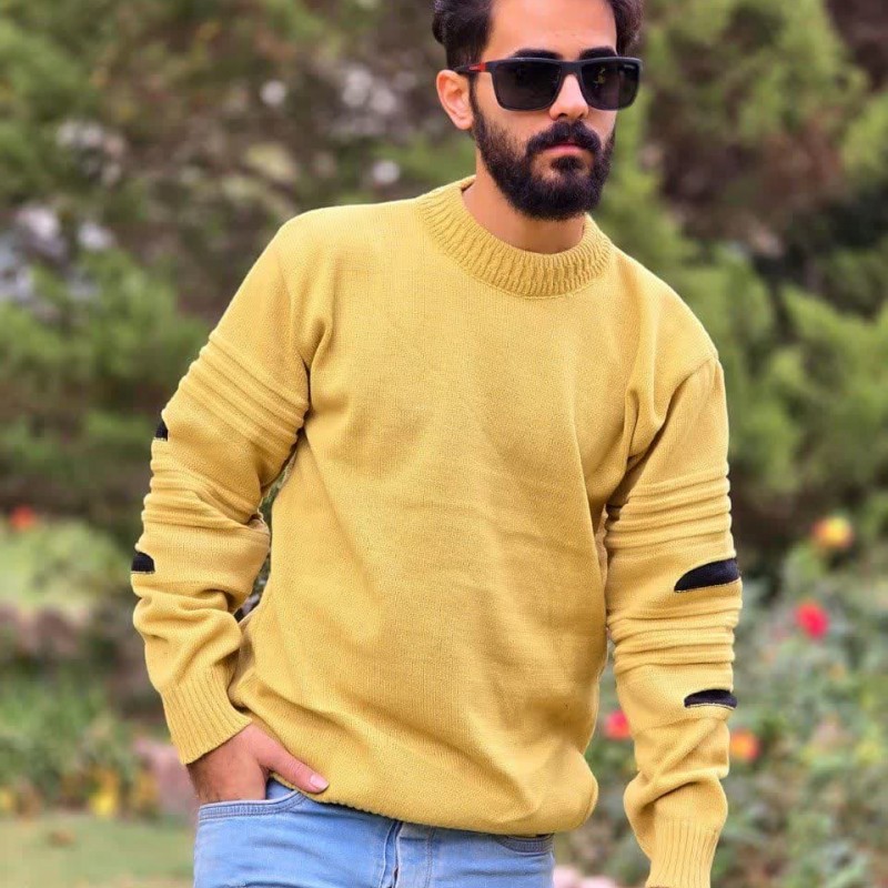 فروش فوق العاده بافت مردانه شیک و جذاب رنگ خردلی  باارسال رایگان