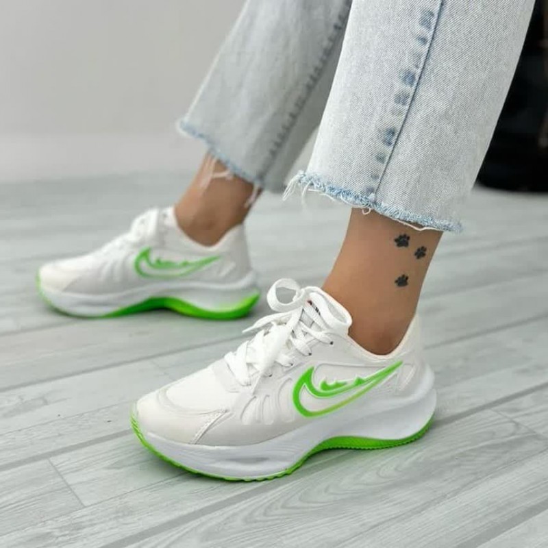 حراااج باور نکردنی کفش اسپرت نایک زنانه دخترانه زیبا و دلبرانه رنگ سفیدسبز با ارسال رایگان