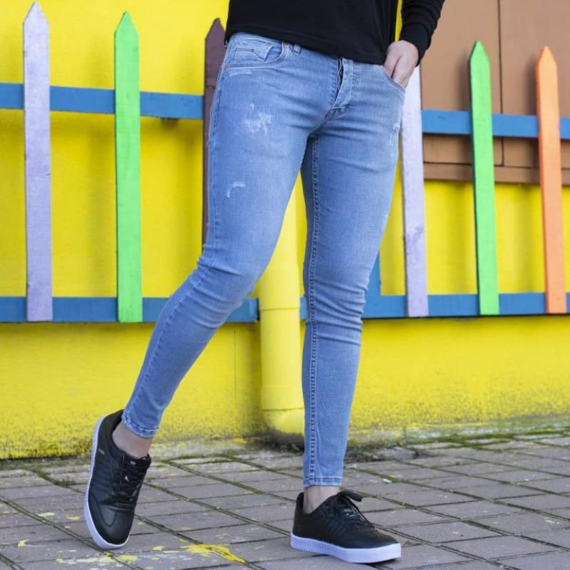 حراااج فوق العاده شلوار لی فیت مردانه پسرانه با جنس عالی رنگ آبی روشن باارسال رایگان