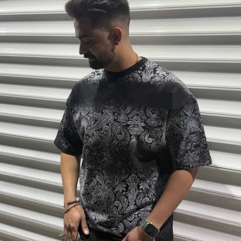 حراج فوق العاده تیشرت لانگ مردانه پشت چاپ طرح بالنسیاگا جذاب  رنگ مشکی باارسال رایگان