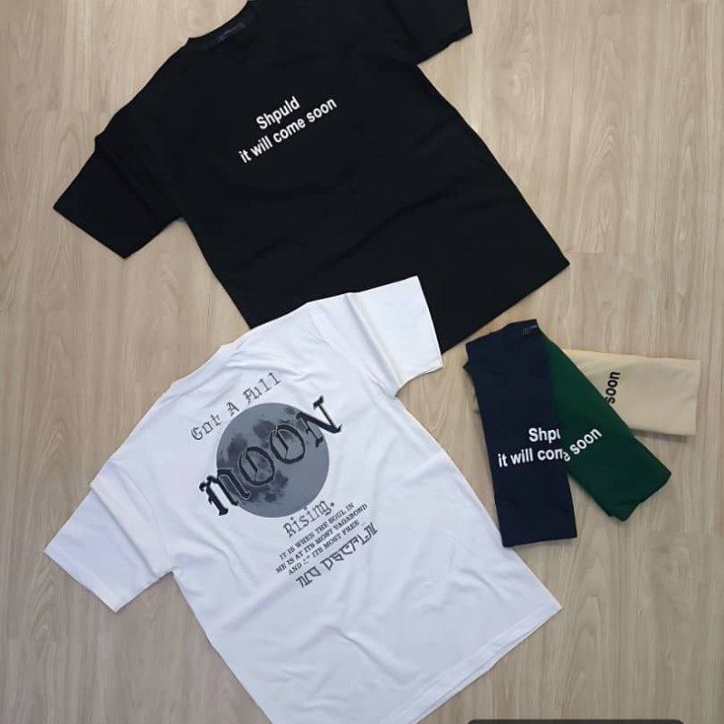 فروش جذاب تیشرت مردانه پسرانه طرح ماه در رنگبندی متنوع  باارسال رایگان