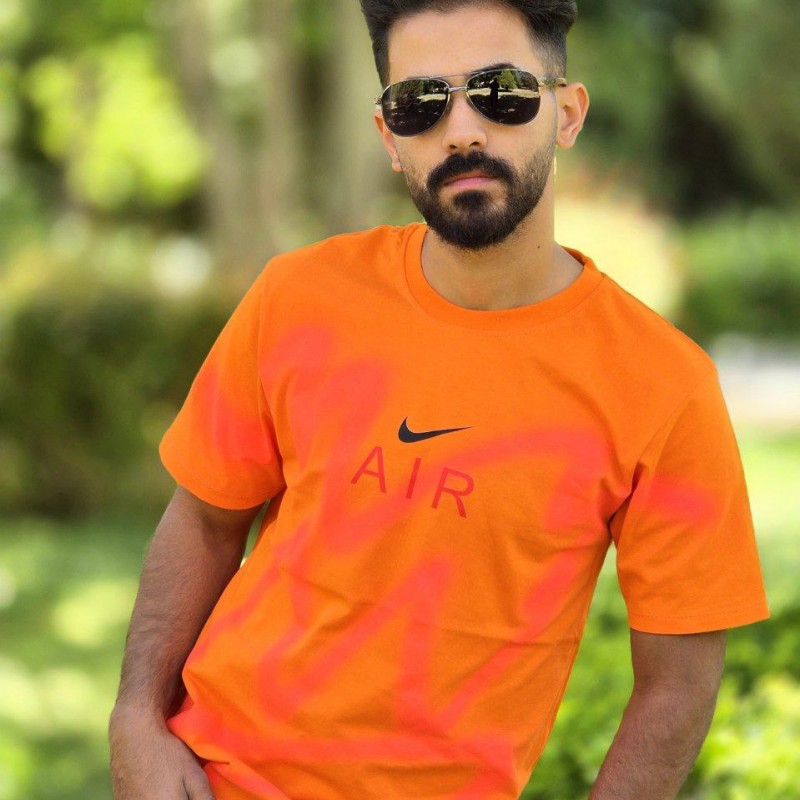فروش ویژه تیشرت مردانه پسرانه طرح نایک AlR جدید و به روز رنگ نارنجی  باارسال رایگان