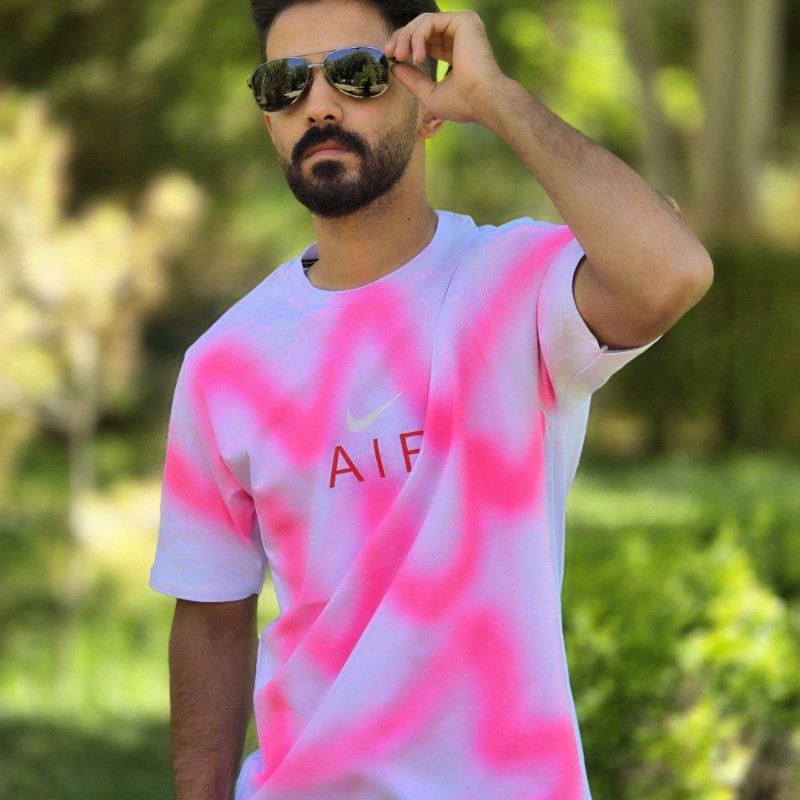حراج  تیشرت مردانه پسرانه طرح نایک AlR  شیک و باکیفیت رنگ سفید صورتی  باارسال رایگان