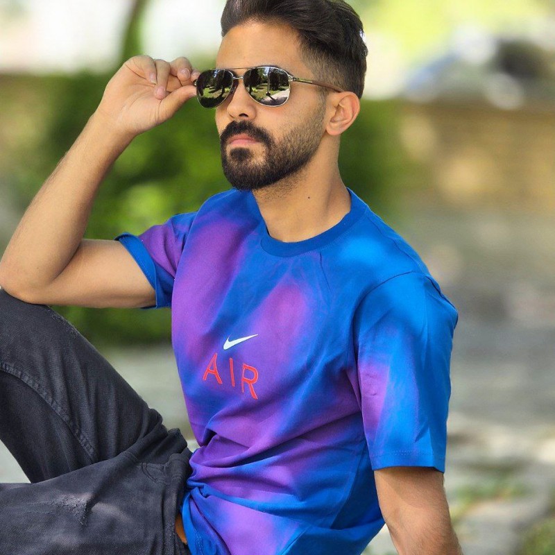 آفر ویژه تیشرت مردانه پسرانه طرح نایک AlR بسیار جذاب رنگ آبی بنفش باارسال رایگان
