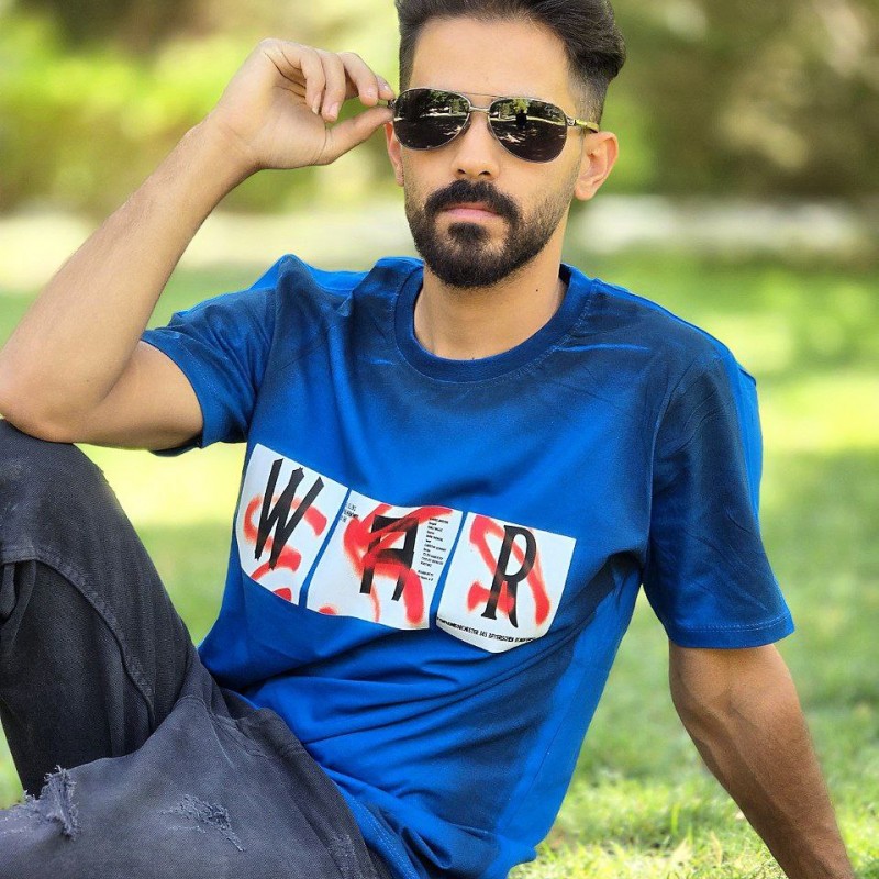 حراجی تیشرت مردانه پسرانه  طرح WAR  بینظیر و با کیفیت رنگ سرمه ای باارسال رایگان
