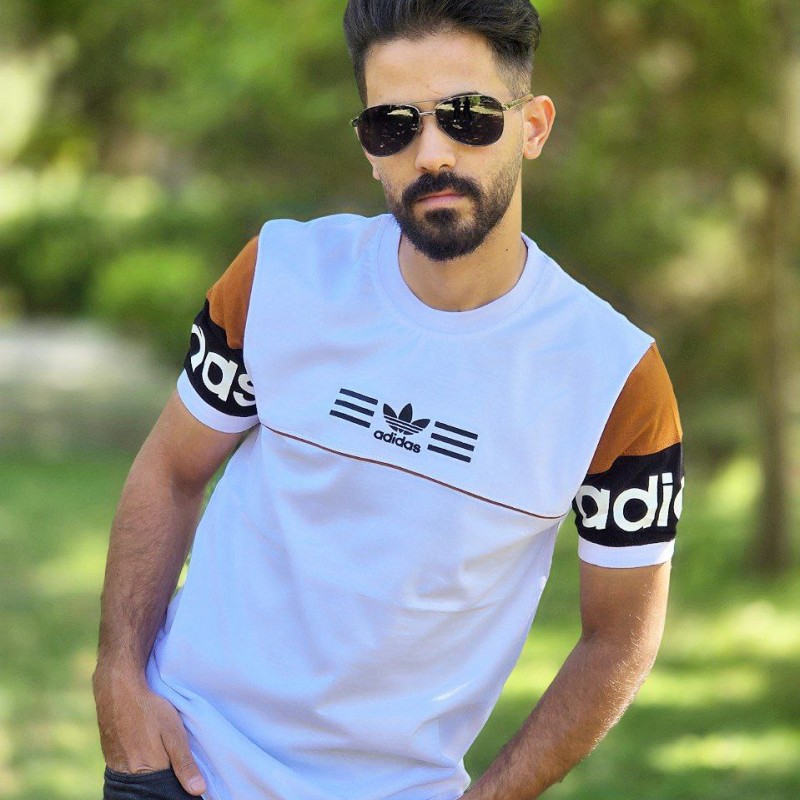 فروش فوق العاده تیشرت مردانه طرح ادیداس شیک و با کیفیت رنگ سفید  با ارسال رایگان