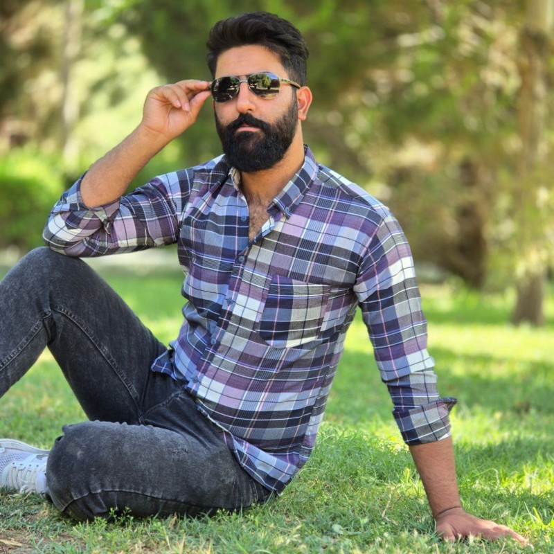 فروش شگفت انگیز پیراهن دکمه ای آستین دار مردانه مدل چهارخونه ای جذاب و پرطرفدار  رنگ یاسی بنفش   با ارسال رایگان