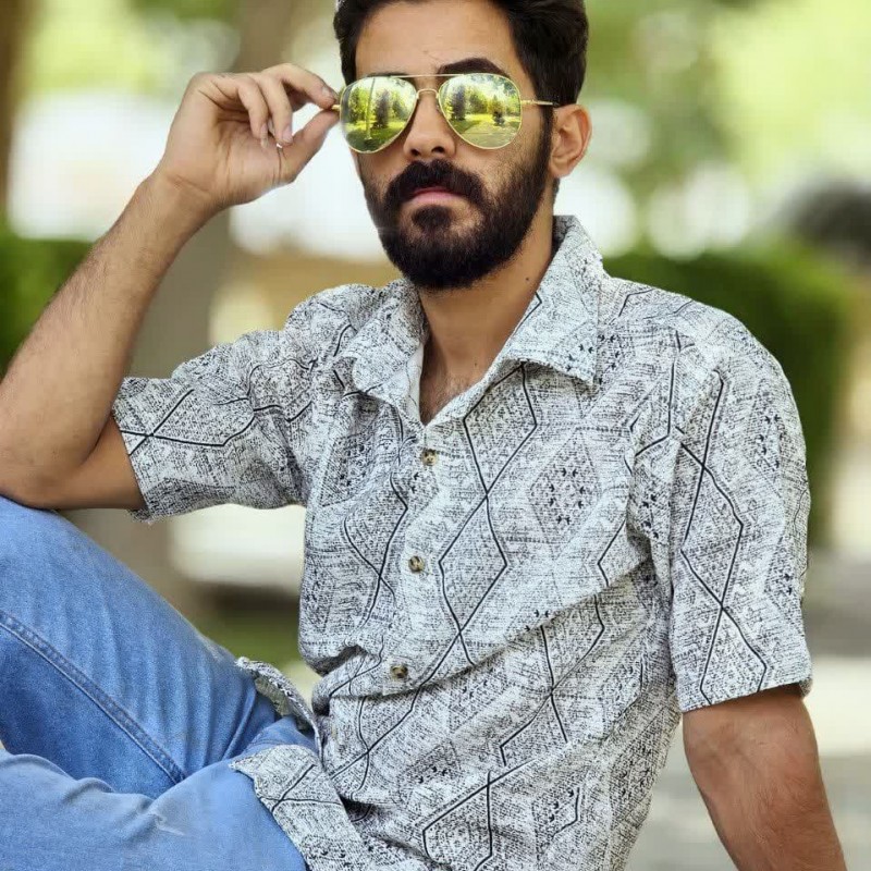 حراج عالی پیراهن دکمه ای آستین کوتاه مردانه پسرانه مناسب برای آقایون خوش سلیقه رنگ  طوسی با ارسال رایگان