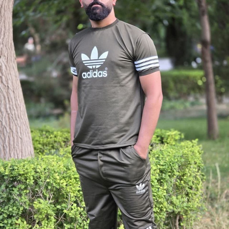 حرااااجی ست تیشرت و شلوار مردانه پسرانه طرح آدیداس تن خور عالی وبا کیفیت رنگ سبز    باارسال رایگان
