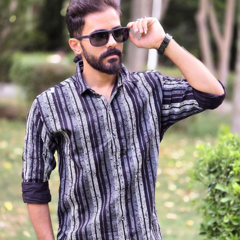 آفر ویژه پیراهن دکمه ای آستین دار مردانه زیبا و خاص رنگ طوسی با ارسال رایگان