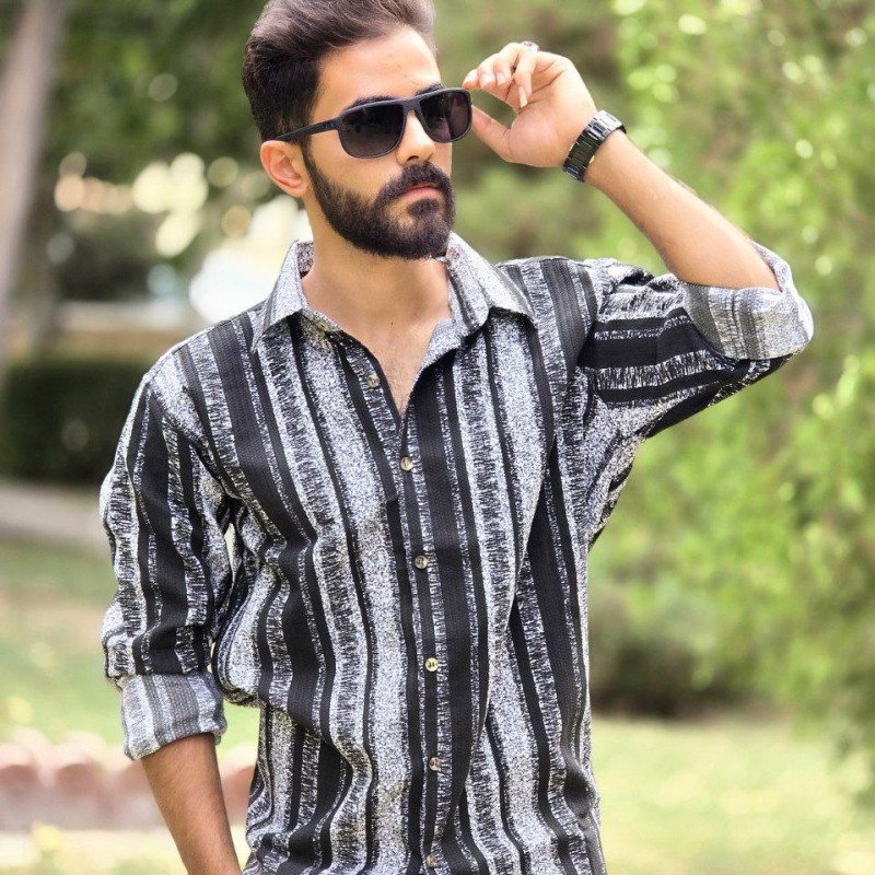 حراج فوق العاده  پیراهن دکمه ای آستین دار مردانه  نرم و لطیف رنگ مشکی با ارسال رایگان