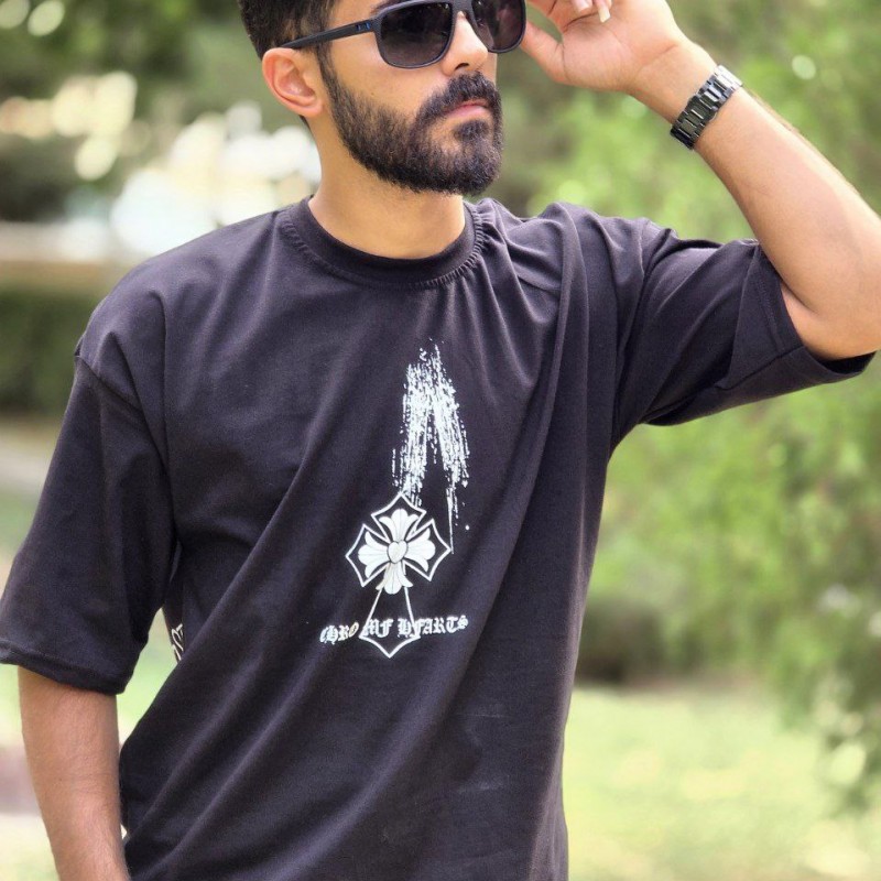 تخفیف استثنایی  تیشرت لانگ مردانه پشت چاپ طرح  چشم عالی رنگ مشکی باارسال رایگان