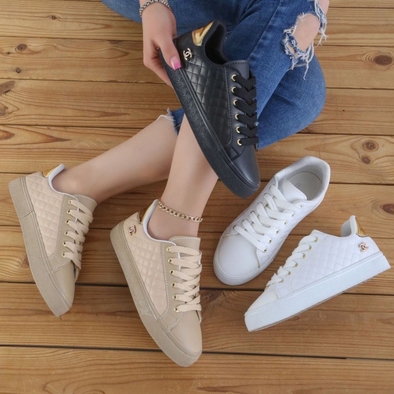 فروش شگفت انگیز کفش  ونس شنل زنانه دخترانه نرم و سبک و راحت رنگ کرمی  باارسال رایگان