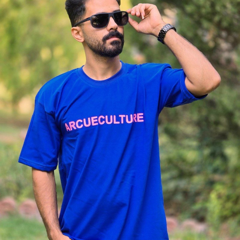 حراج ویژه تیشرت باکسی طرح بالنسیاگا بسیار  جذاب رنگ آبی با ارسال رایگان