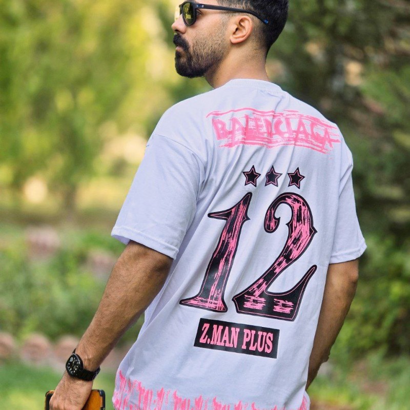 فروش خاص تیشرت باکسی طرح بالنسیاگا زیبا و جدید رنگ سفید با ارسال رایگان