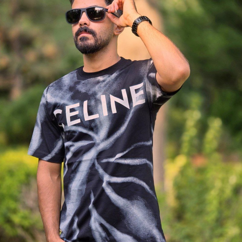 فروش ویژه تیشرت مردانه طرح CELINE  با کیفیت فوق العاده رنگ مشکی  با ارسال رایگان