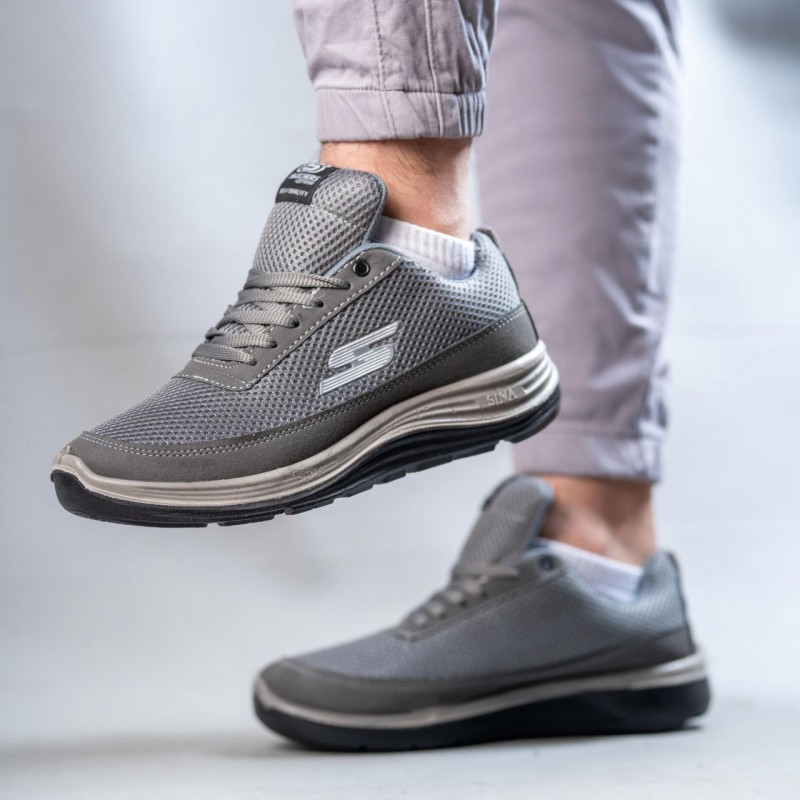 حرااااج عالی کفش اسپرت اسکیچرز مردانه فوق العاده راحت رنگ طوسی تیره  با ارسال رایگان