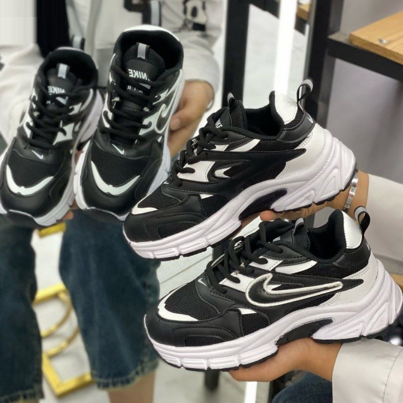 فروش جذااااب  کفش اسپرت نایک زنانه دخترانه  شیک و بادوام رنگ مشکی سفید با ارسال رایگان