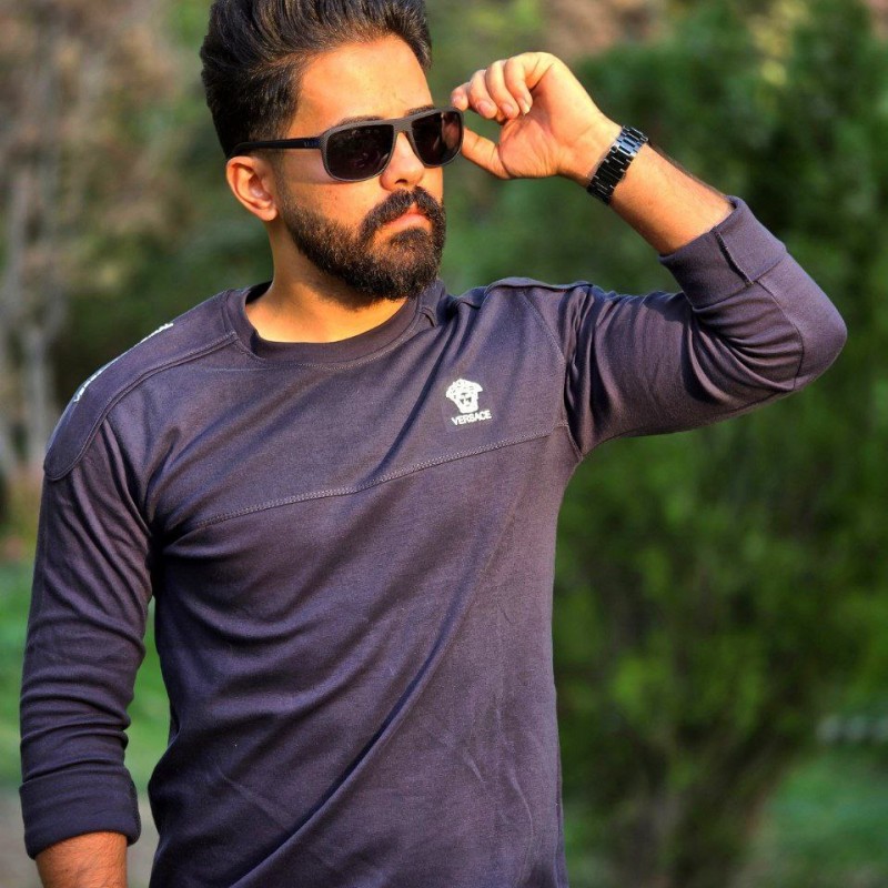 فروش شگفت انگیز تیشرت آستین دار پاییزه مردانه پسرانه خاص رنگ سرمه ای با ارسال رایگان